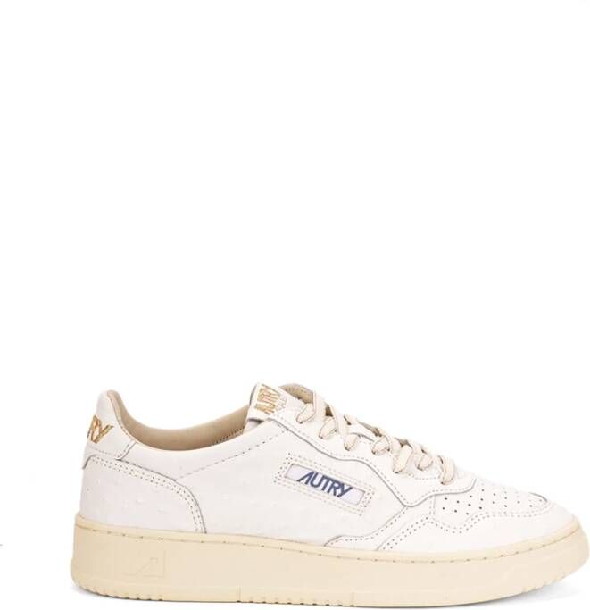 Autry Witte Leren Casual Platte Schoenen