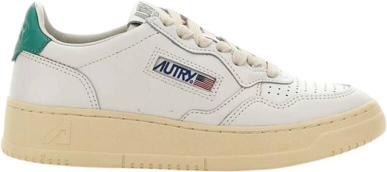 Autry Witte sneakers met elegant logo en groen detail Wit Dames