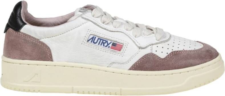 Autry Vintage-geïnspireerde leren sneakers met iconische groene hak Beige Dames - Foto 3