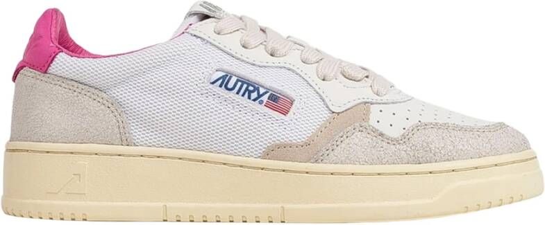 Autry Witte Leren Lage Sneakers met Groen Hiel Detail White Dames