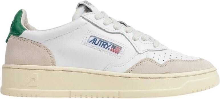 Autry Witte Leren Lage Sneakers met Groene Details White Dames