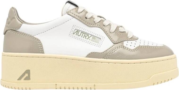 Autry Witte Platform Lage Patentleren Schoenen