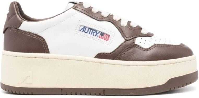 Autry Witte Leren Platform Sneakers Brown Dames