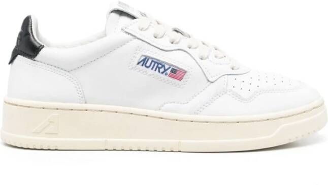 Autry Witte Leren Sneaker met Zwarte Hiel Detail White Dames