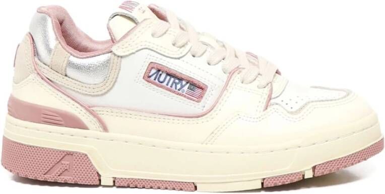 Autry Witte Leren Sneakers Lage Top Vetersluiting