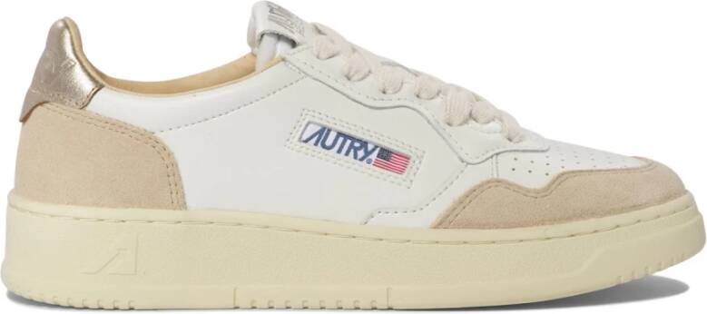 Autry Witte Leren Sneakers met Beige Suède