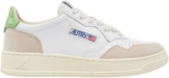 Autry Witte leren sneakers met beige suède Multicolor Heren