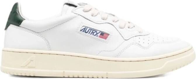 Autry Witte leren sneakers met blauwe hiel