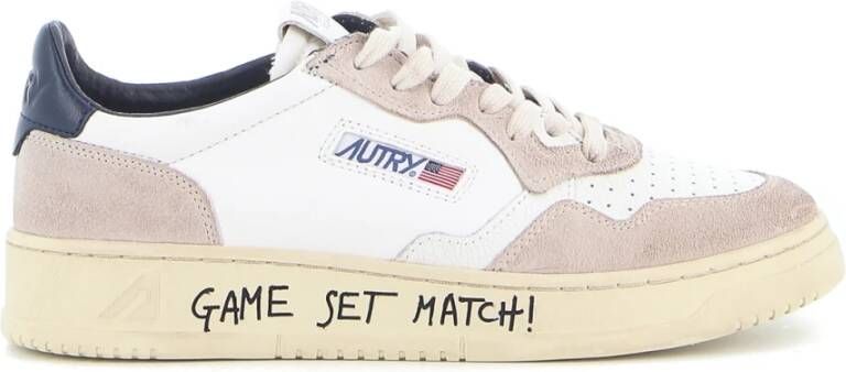 Autry Witte Leren Sneakers met Blauwe Inzet Wit Heren