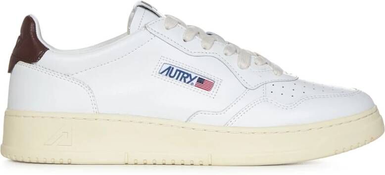 Autry Witte bruine leren sneakers Vintage geïnspireerd ontwerp Wit Heren