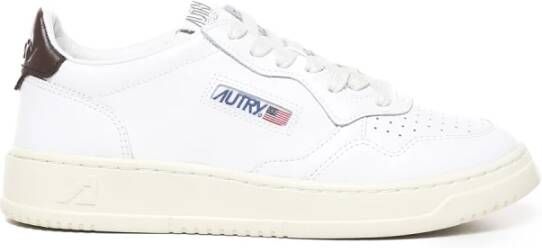 Autry Witte bruine leren sneakers Vintage geïnspireerd ontwerp Wit Heren