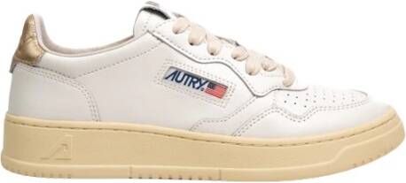 Autry Witte Leren Sneakers met Gouden Accenten White Dames