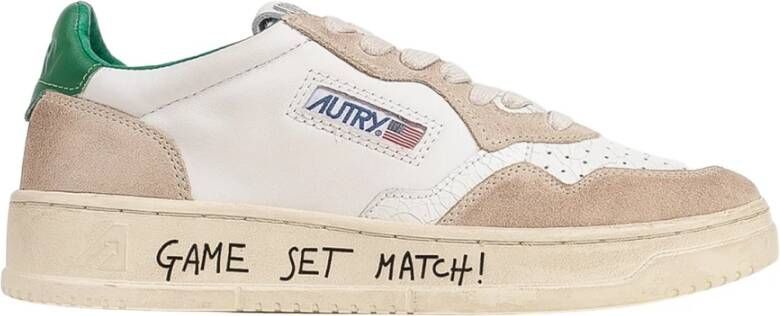Autry Witte Leren Sneakers met Groene Details Wit Dames