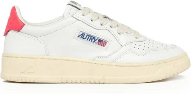 Autry Witte leren sneakers met koraalhak White Dames