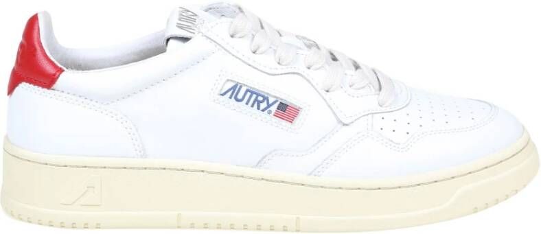 Autry Witte Leren Sneakers met Rode Achterpatch White Heren
