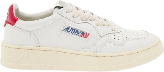 Autry Witte Leren Sneakers met Rode Hiel White Dames