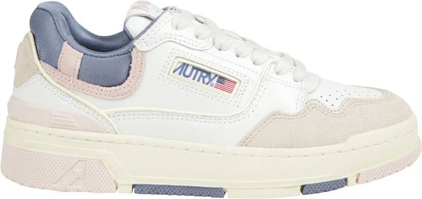 Autry Witte Leren Sneakers met Roze Details
