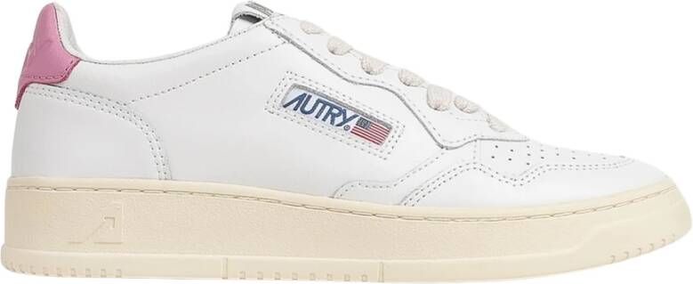 Autry Witte Mauve Lage Sneaker met Leren Tong White Dames