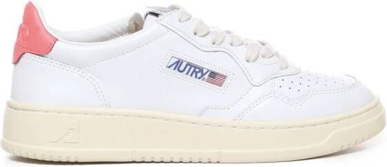 Autry Witte Leren Sneakers met Roze Hiel White Dames