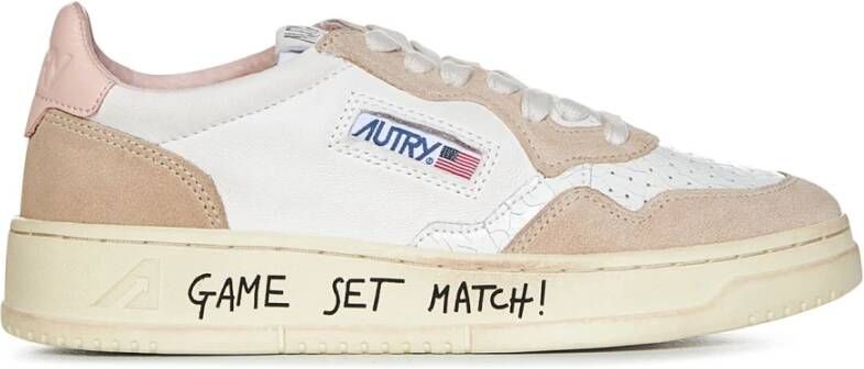 Autry Witte Leren Sneakers met Sterren en Strepen Design White Dames