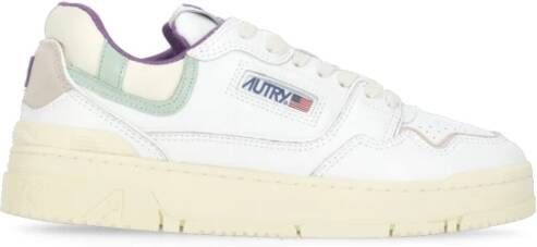 Autry Witte Leren Sneakers met Suède Inzetstukken