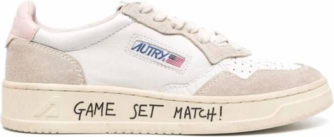 Autry Witte Leren Sneakers met Sterren en Strepen Design Wit Dames