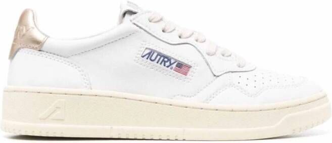 Autry Witte Leren Sneakers met Veters Wit Dames