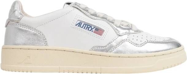 Autry Witte Leren Sneakers met Zilveren Details Wit Dames