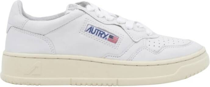 Autry Witte Leren Sneakers Ronde Neus