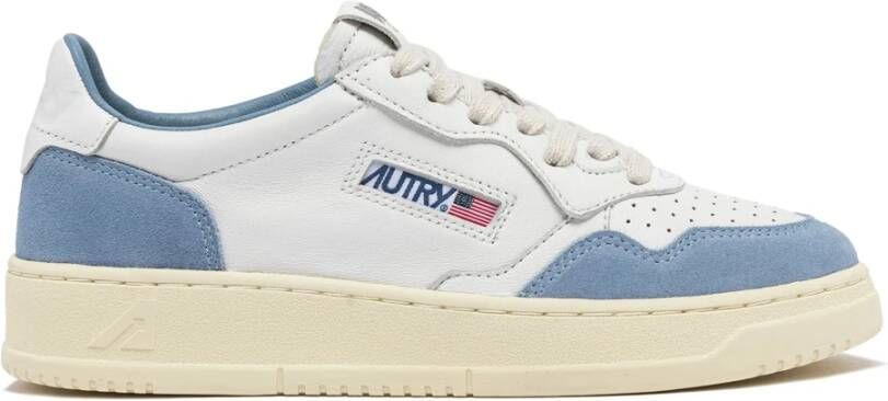 Autry Witte Leren Sneakers Vintage Stijl Blue Unisex