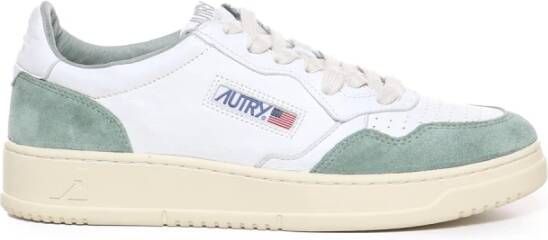 Autry Medalist Lage Sneakers Wit en Militair Groen Suède White Heren