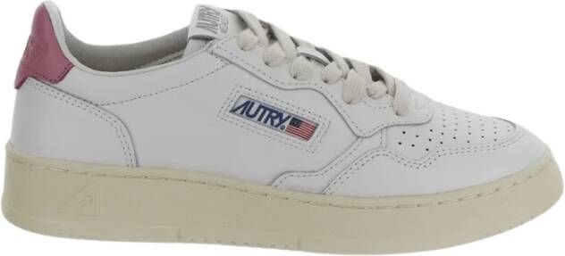 Autry Witte Mauve Lage Sneaker met Leren Tong White Dames
