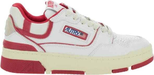 Autry Witte Logo Patch Sneakers Lederen Mix White Dames