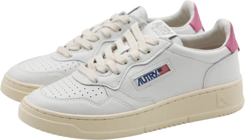 Autry Witte Mauve Lage Sneaker met Leren Tong White Dames