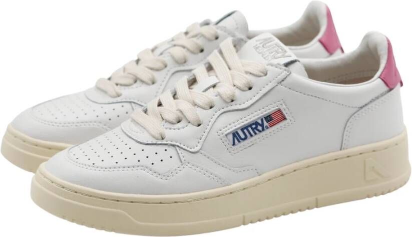 Autry Leren Lage Sneakers met Contrast Inzetstukken White Dames