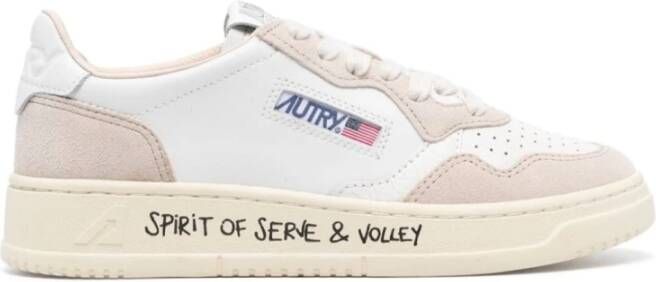 Autry Leren lage sneakers met suède inzetstukken Beige Dames