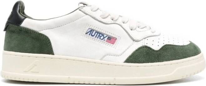 Autry Witte Medalist Sneakers met Groen Suède Multicolor Heren