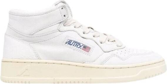 Autry Witte Mid-Top Sneakers met Perforaties White Heren