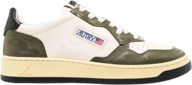 Autry Witte Olijfgroene Panel Sneakers Multicolor Heren