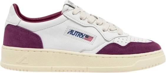 Autry Witte Paarse Leren Sneakers