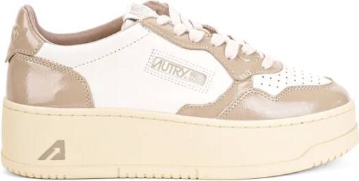 Autry Witte Platform Lage Patentleren Schoenen