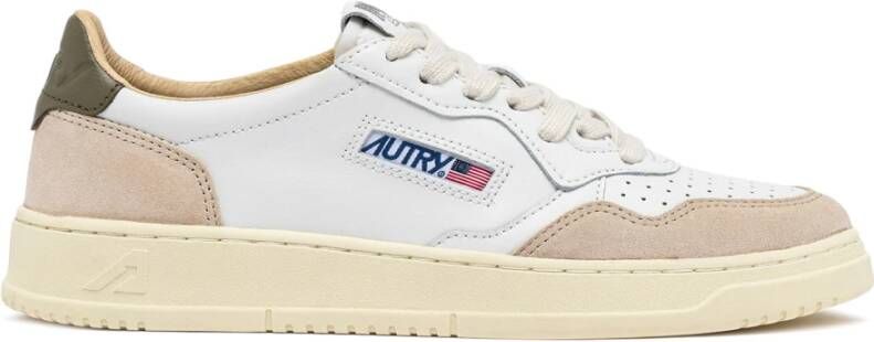 Autry Witte Sneakers Lage Silhouet Leer Suède
