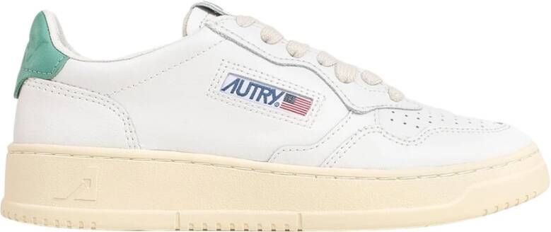 Autry Witte sneakers met elegant logo en groen detail Wit Dames