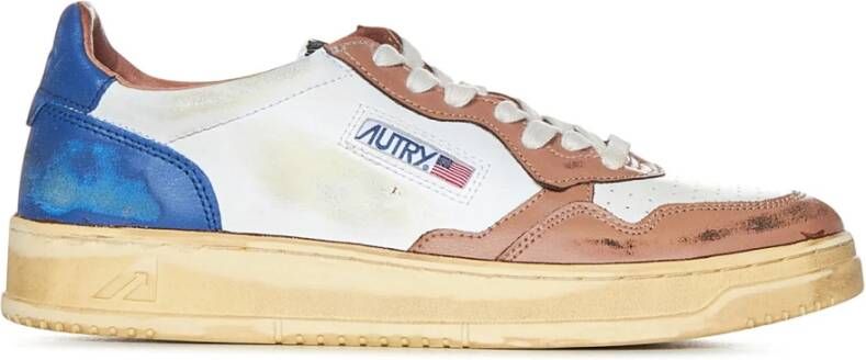Autry Vintage Witte Sneakers met Blauwe Hiel Multicolor Heren