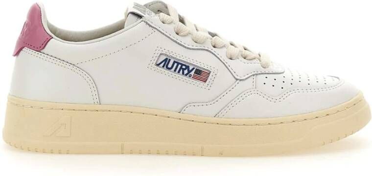 Autry Witte Mauve Lage Sneaker met Leren Tong White Dames