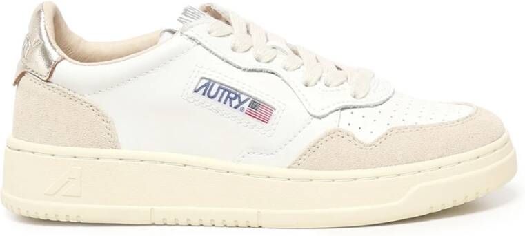 Autry Witte Gouden Sneakers met Geperforeerde Details White Dames