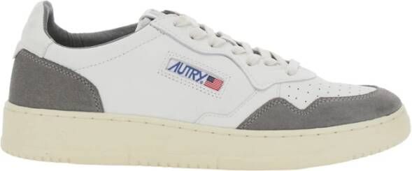 Autry Witte leren lage sneakers met grijze suède details Gray Heren