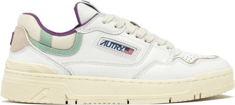 Autry Witte Leren Sneakers met Suède Accenten
