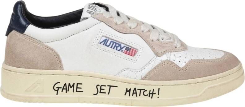 Autry Witte Blauwe Leren Sneakers Aw23 Multicolor Dames