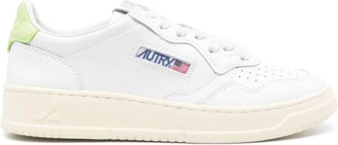 Autry Witte Groene Leren Sneakers White Dames